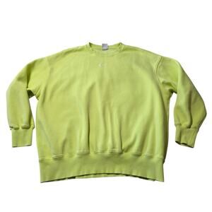 Nike Phoenix Fleece Oversized Crew Sweatshirt Lime Green L Center Swoosh